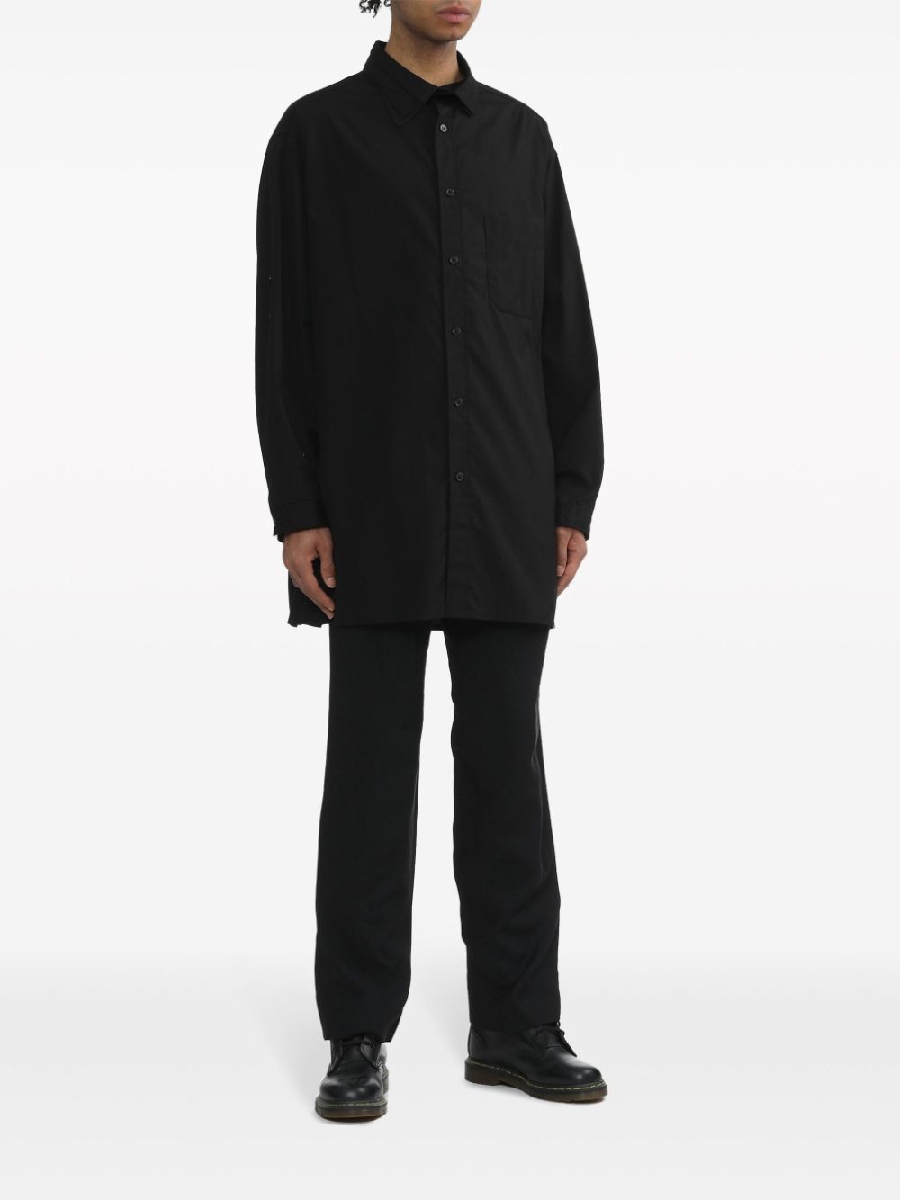 layered-collar cotton shirt - 2