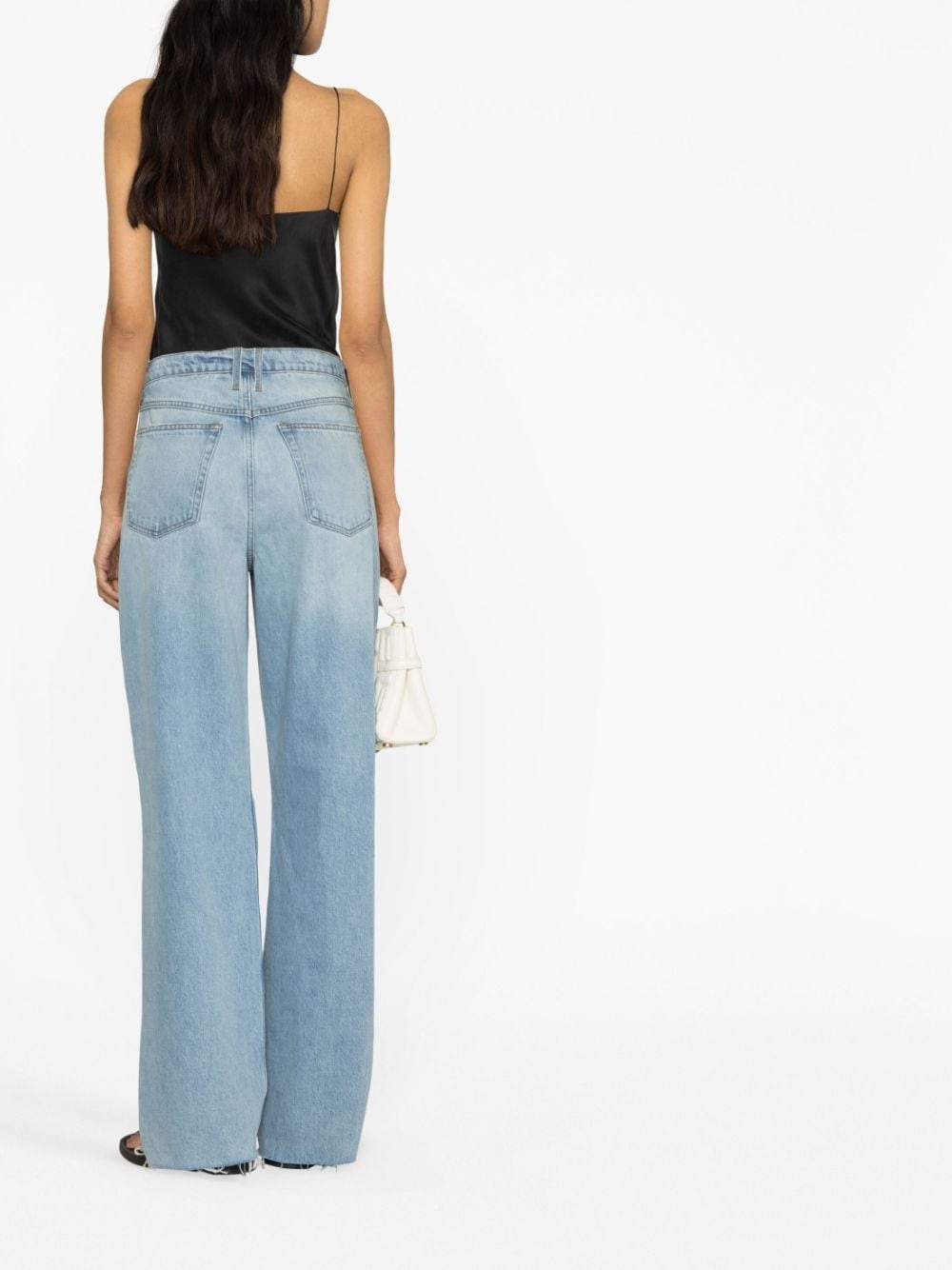 wide-leg washed denim trousers - 3