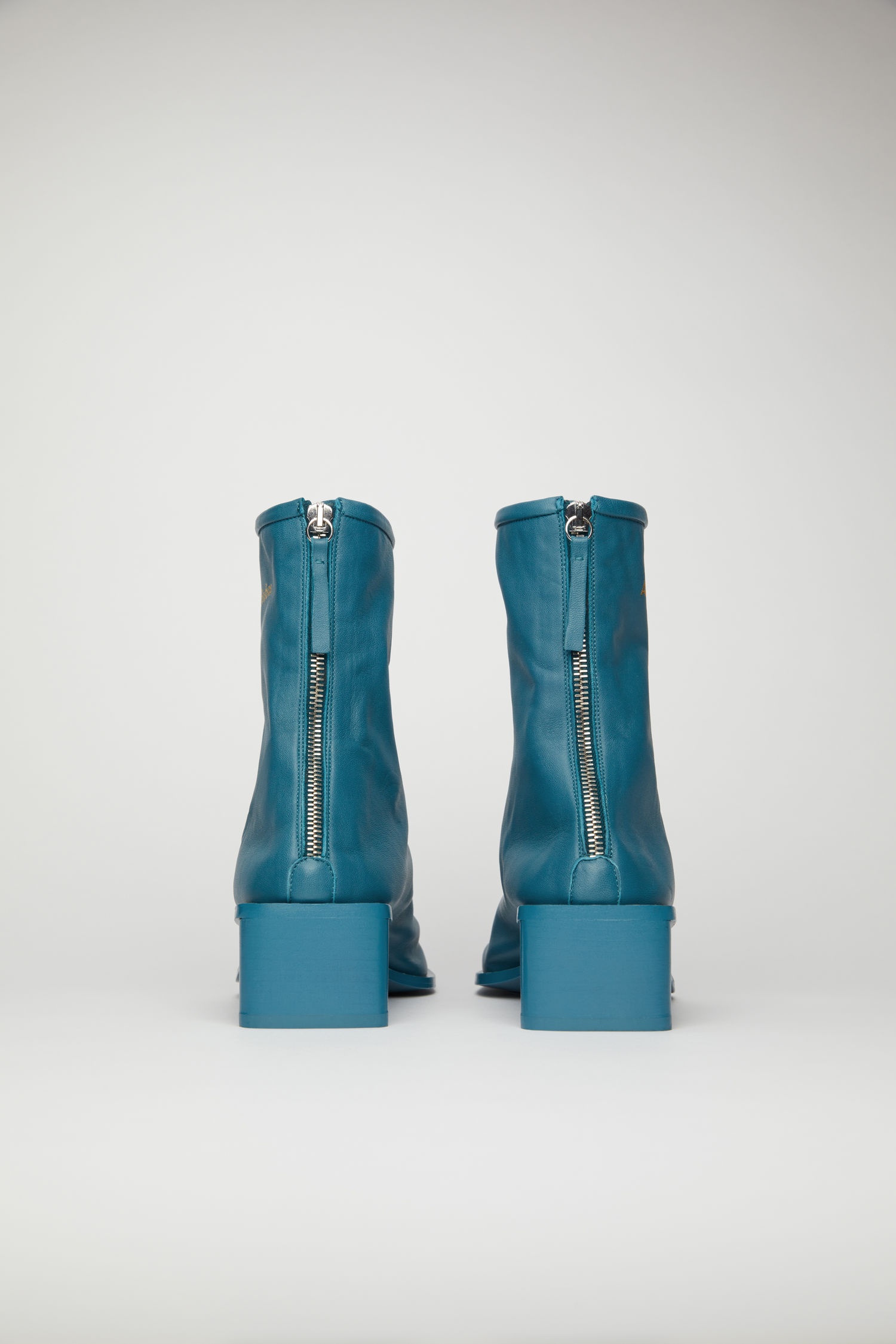 Branded leather boots teal blue/teal blue - 4