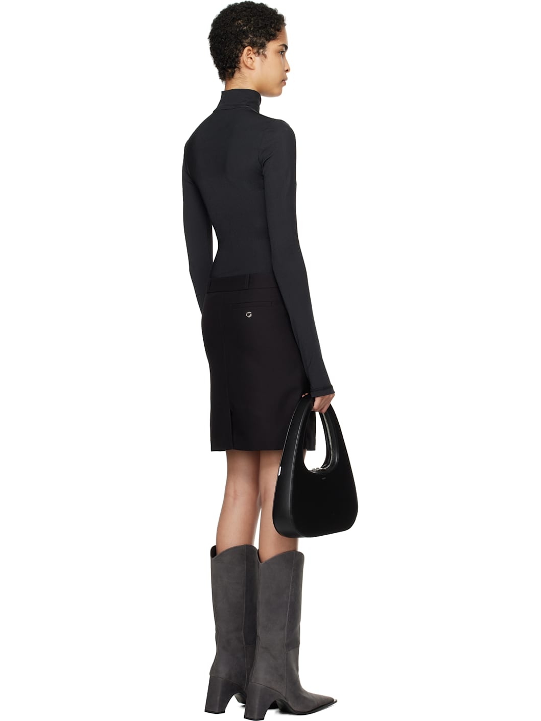 Black Hybrid Tailored Minidress - 3
