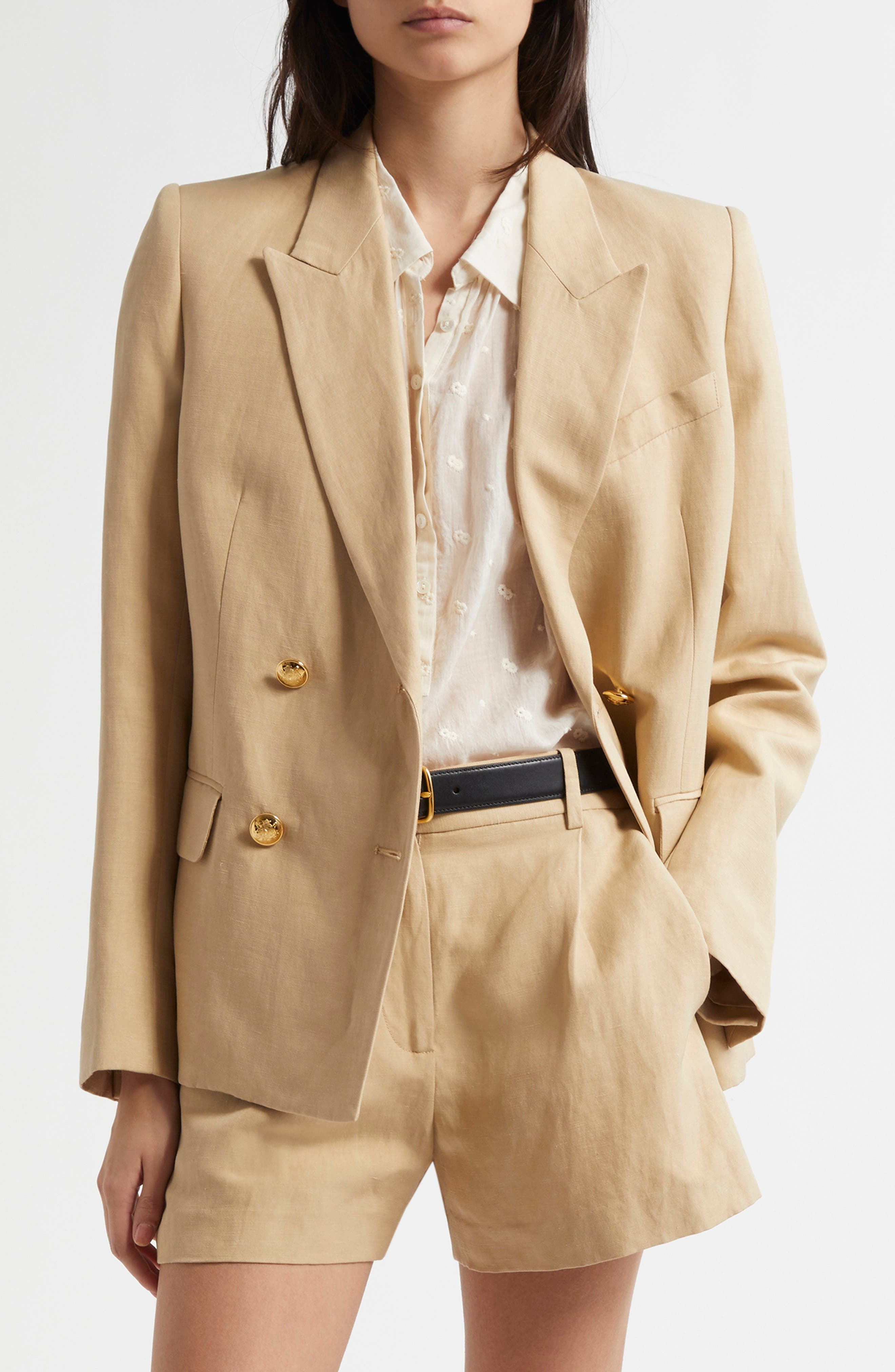 Nili Lotan Veda Linen & Silk Jacket in Khaki at Nordstrom - 1