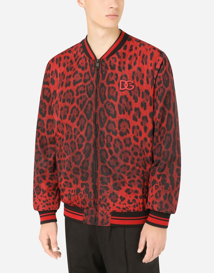 Leopard-print nylon jacket with patch - 4