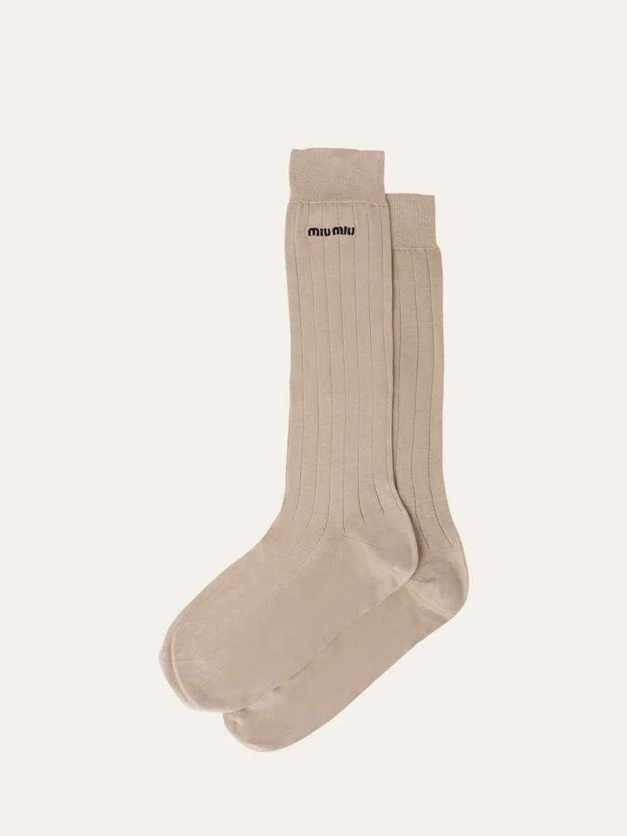 Logo-Knit Silk Sock - 1