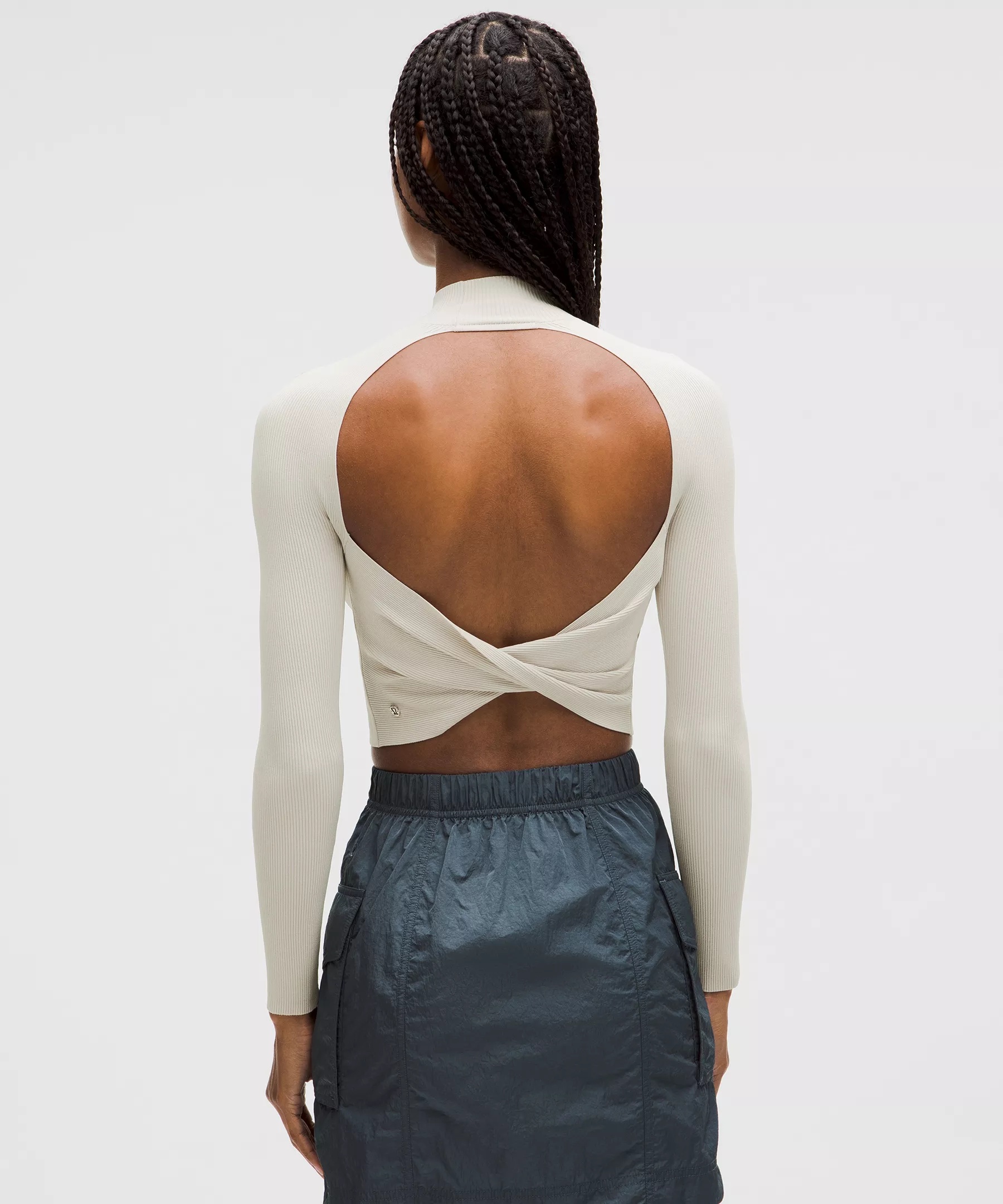 Ribbed-Knit Twist-Back Mockneck Sweater - 2