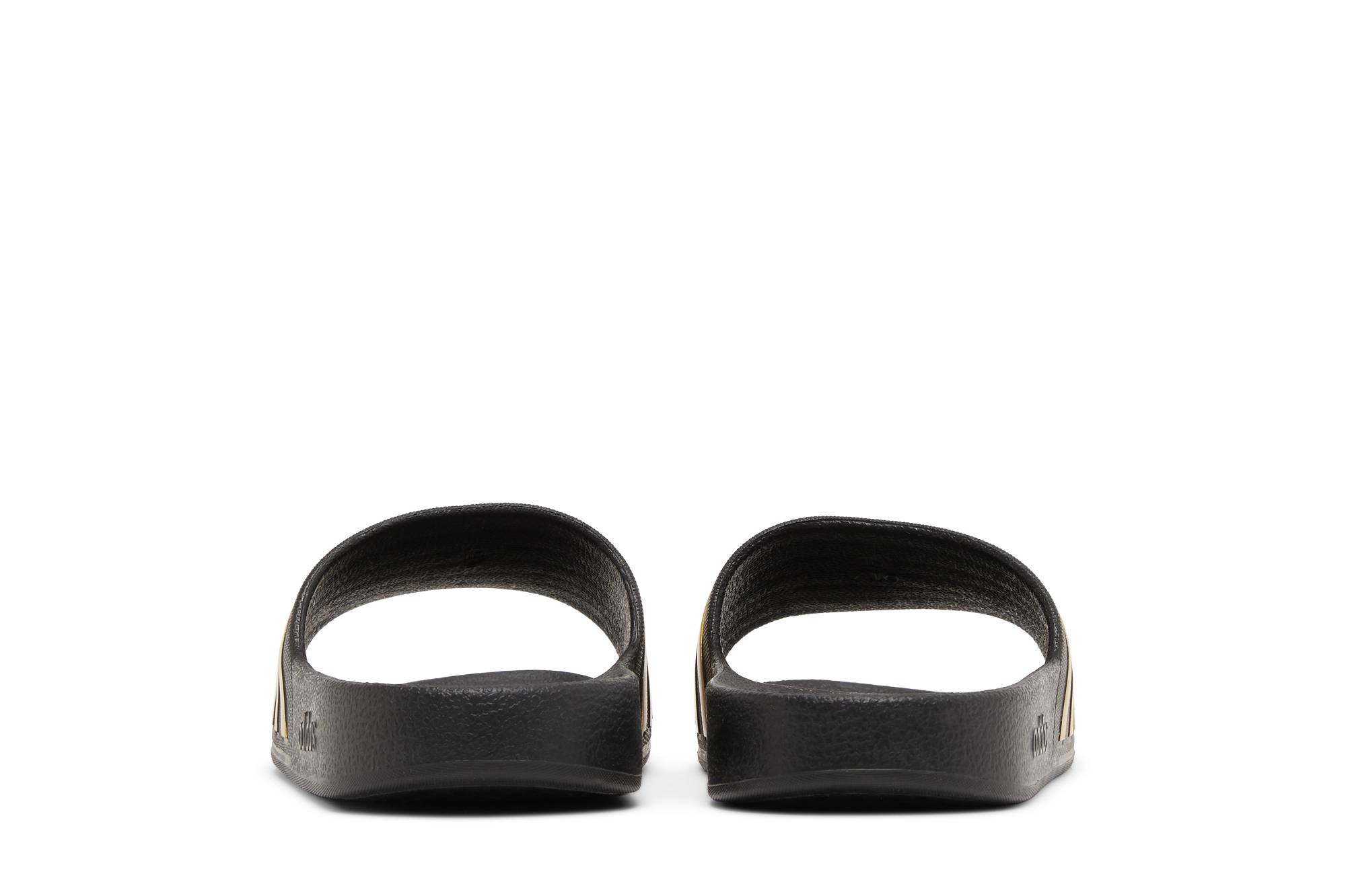 Adilette Aqua Slides 'Black Gold Metallic' - 6