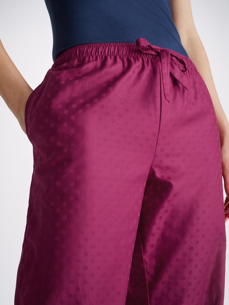 Women's Lounge Trousers Kate 7 Cotton Jacquard Berry - 2