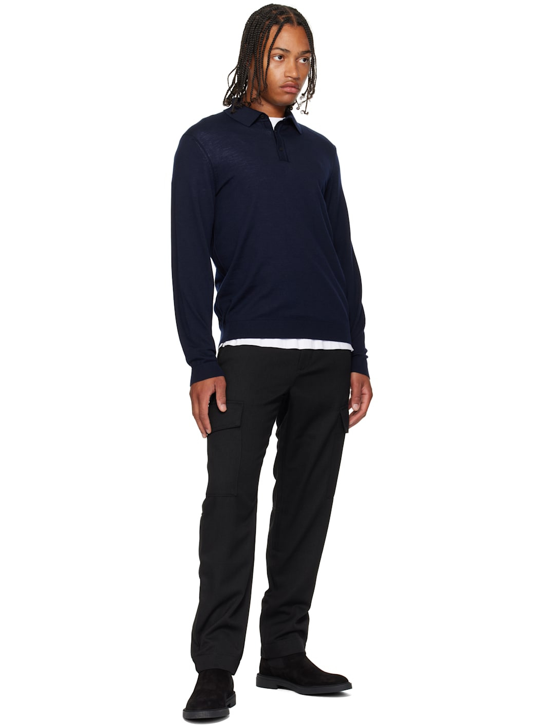 Black Gabardine Cargo Pants - 4