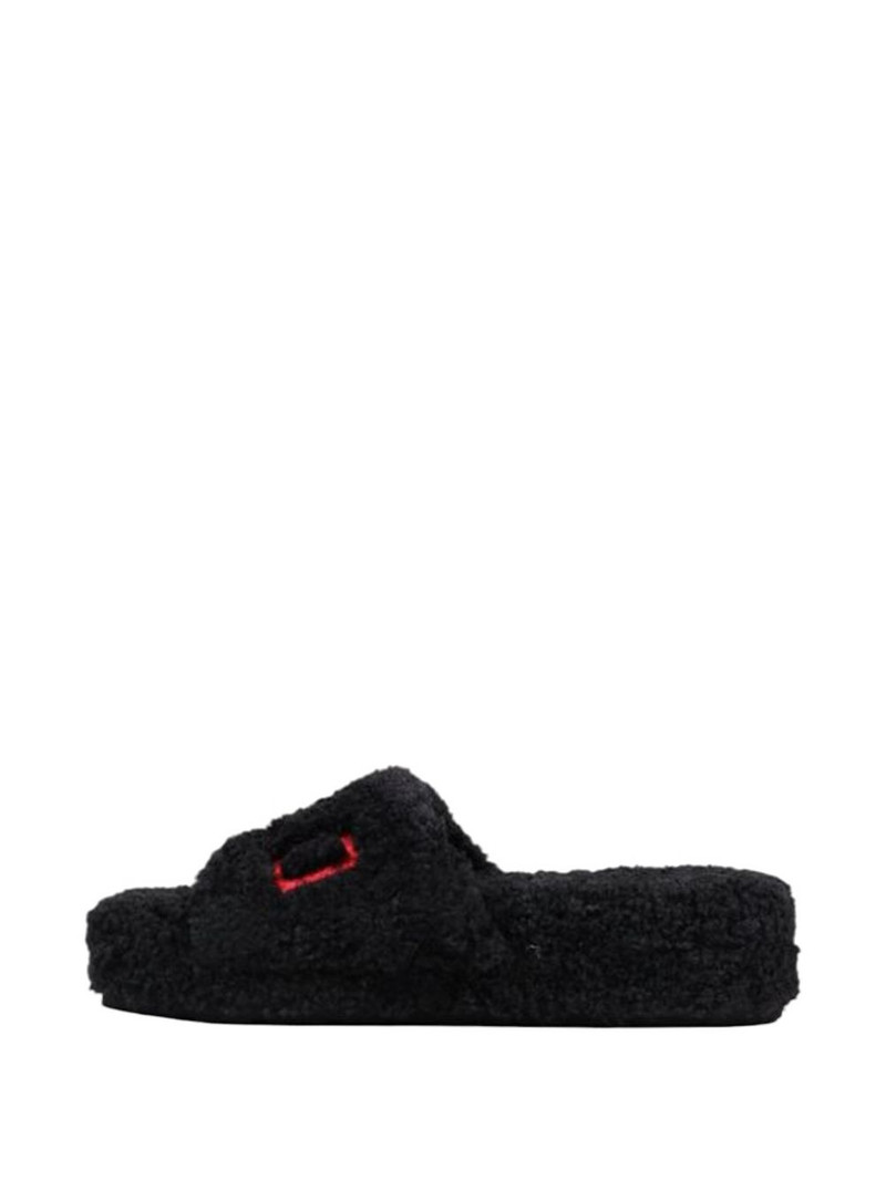 borg-texture embroidered slippers 5