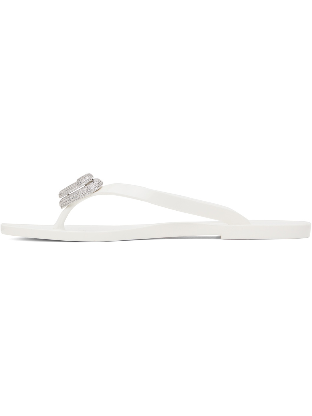 White Double Heart Flip-Flops - 3