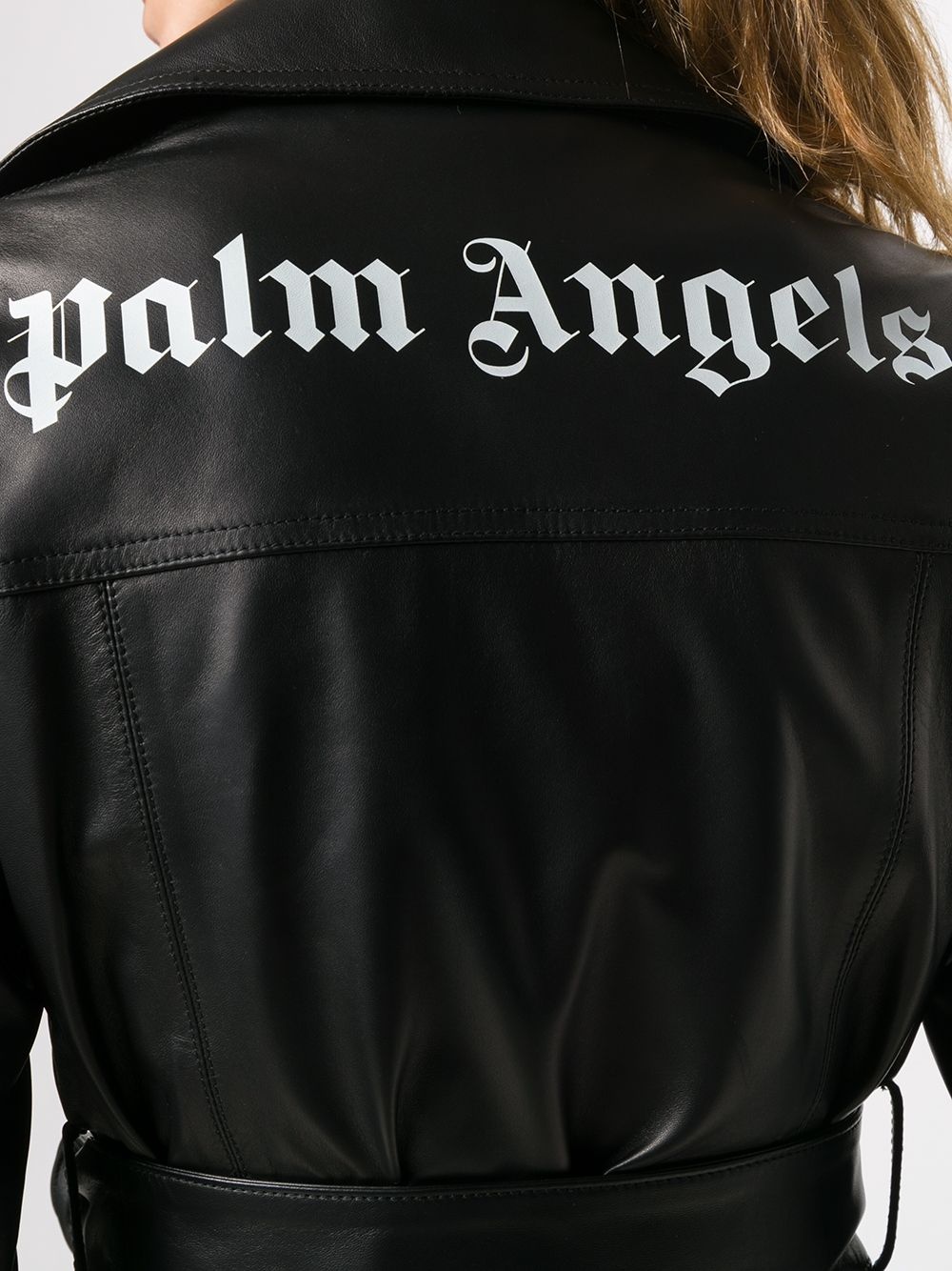 logo printed biker jacket - 5