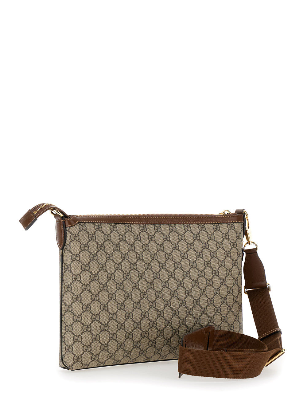 Gucci Men Beige And Ebony Pouch With Gg Patch In Gg Supreme Canvas Man - 3