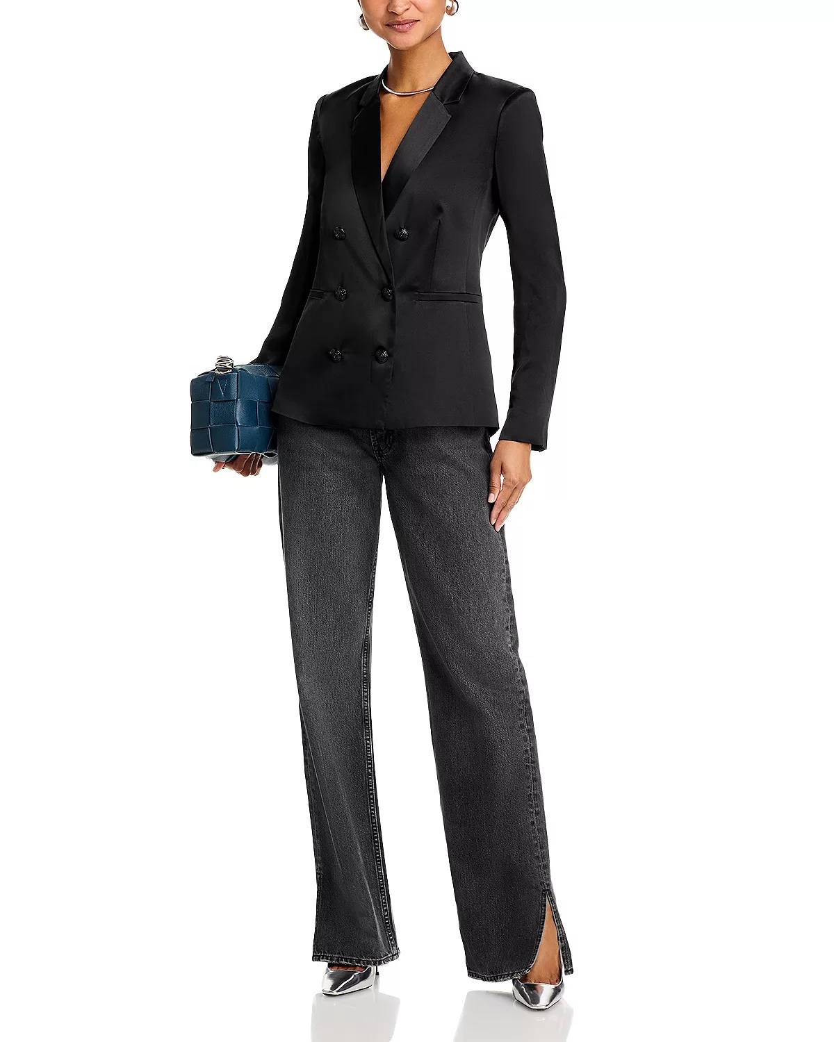 Colin Silk Double Breasted Blazer - 2