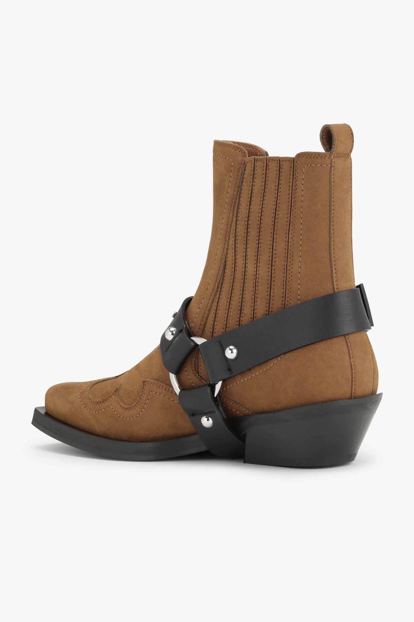 BROWN SUEDE LOW CUT WESTERN CHELSEA BOOTS - 3