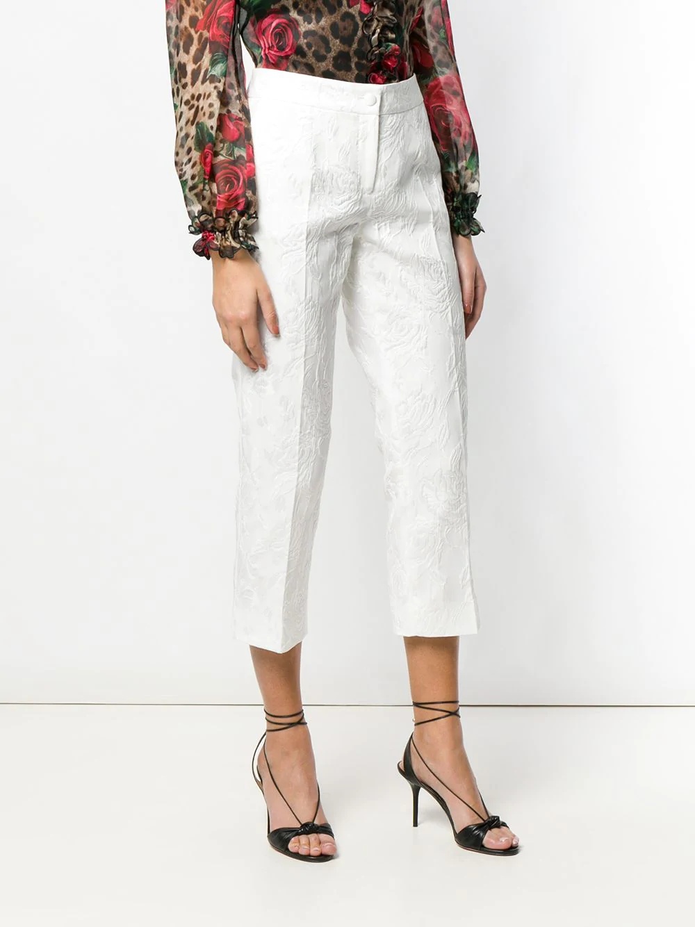 cropped jacquard trousers - 3