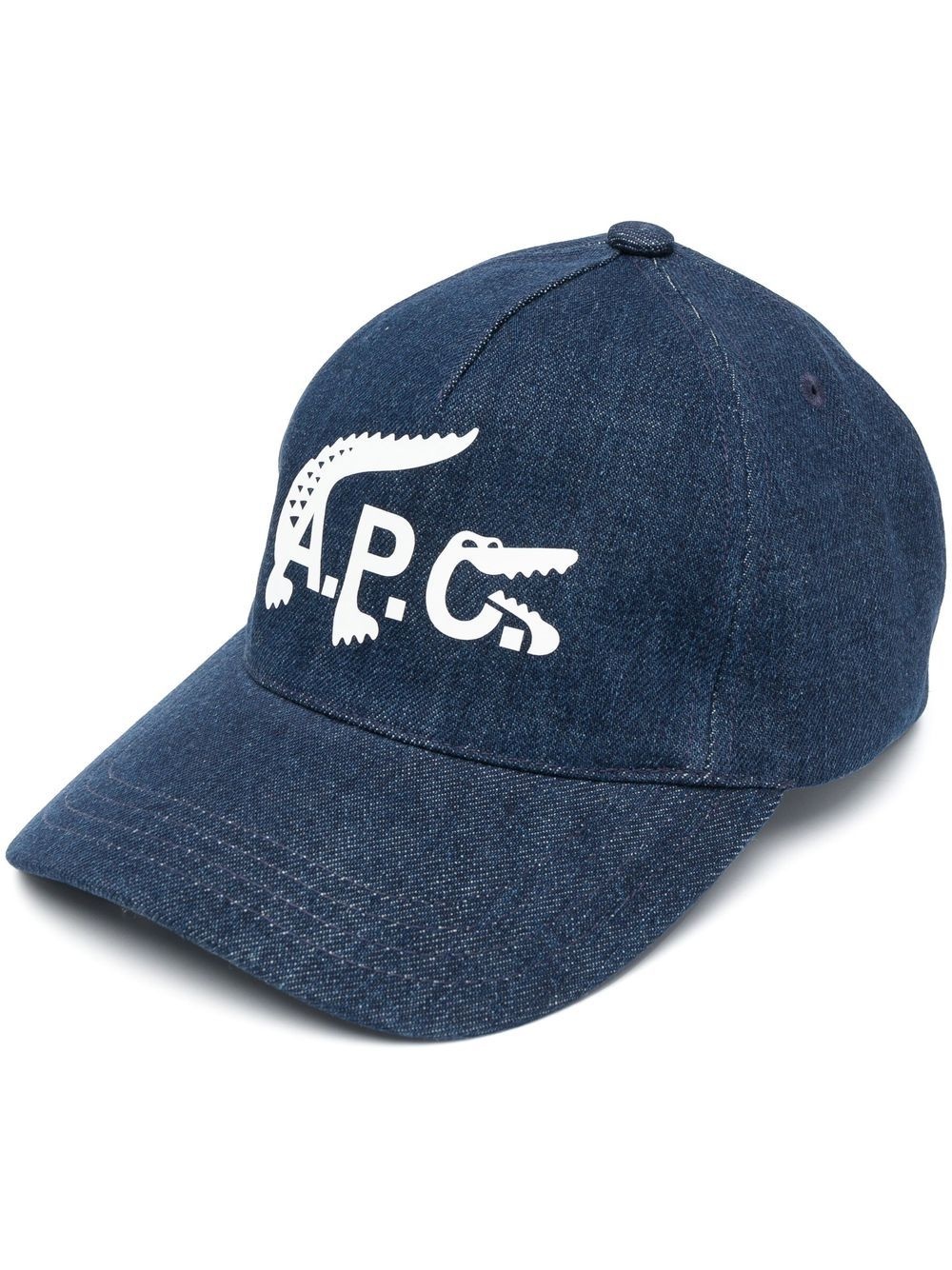 x A.P.C. logo-print denim cap - 1