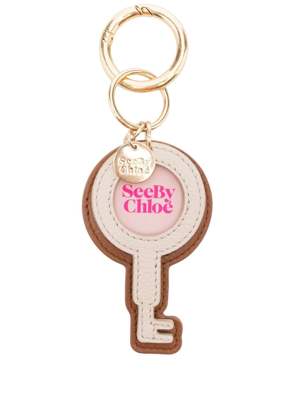 logo-print leather keyring - 1