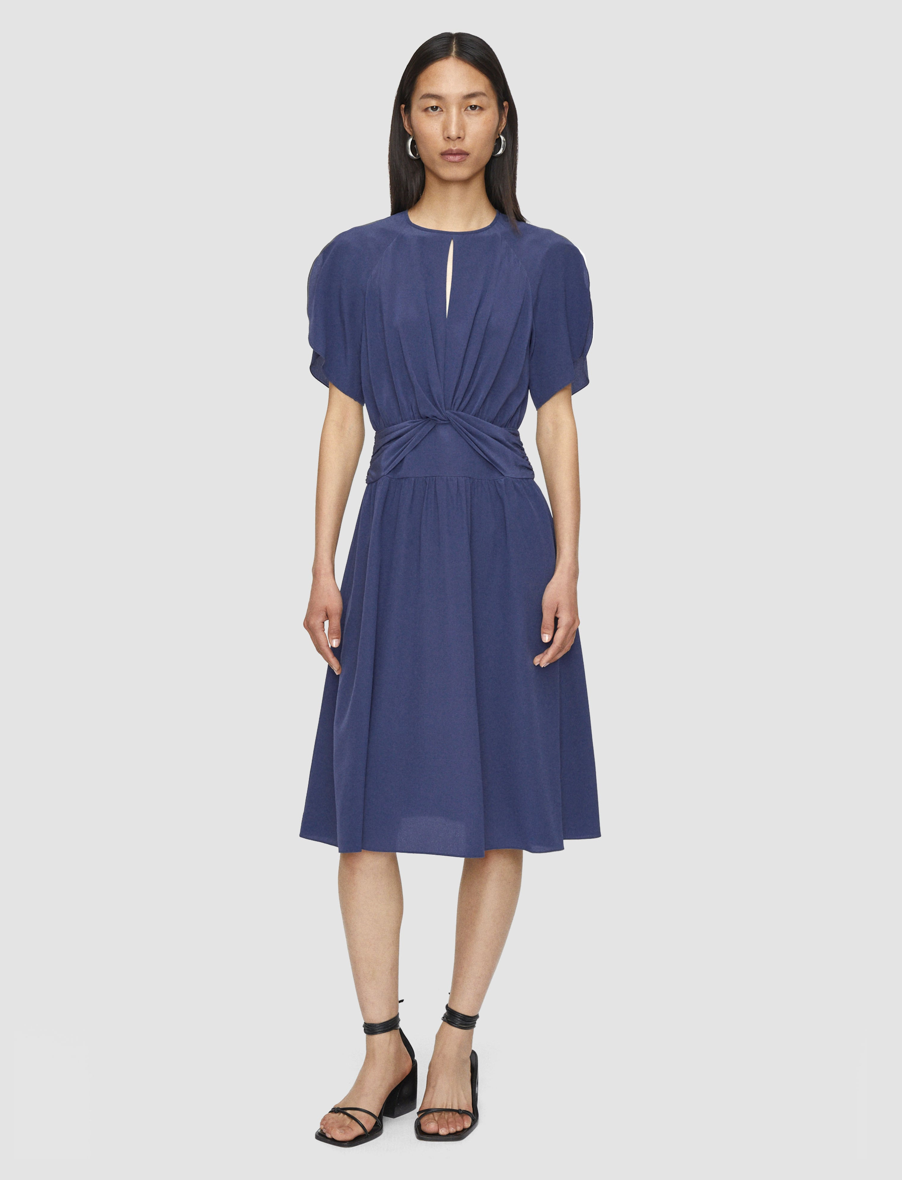 Lowri Crepe de Soie Knot Silk Dress - 2