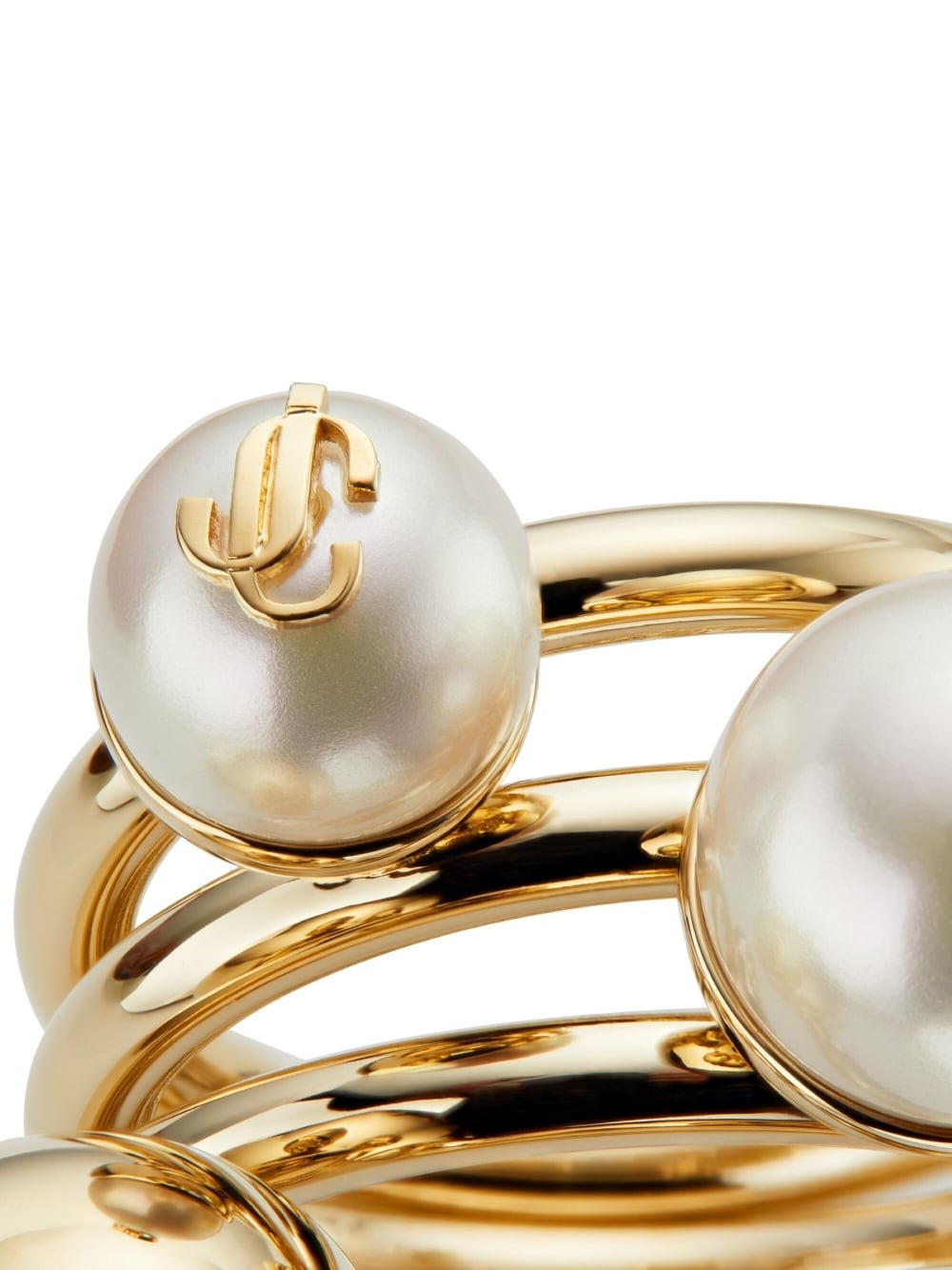 debossed-logo multi-pearl ring - 3