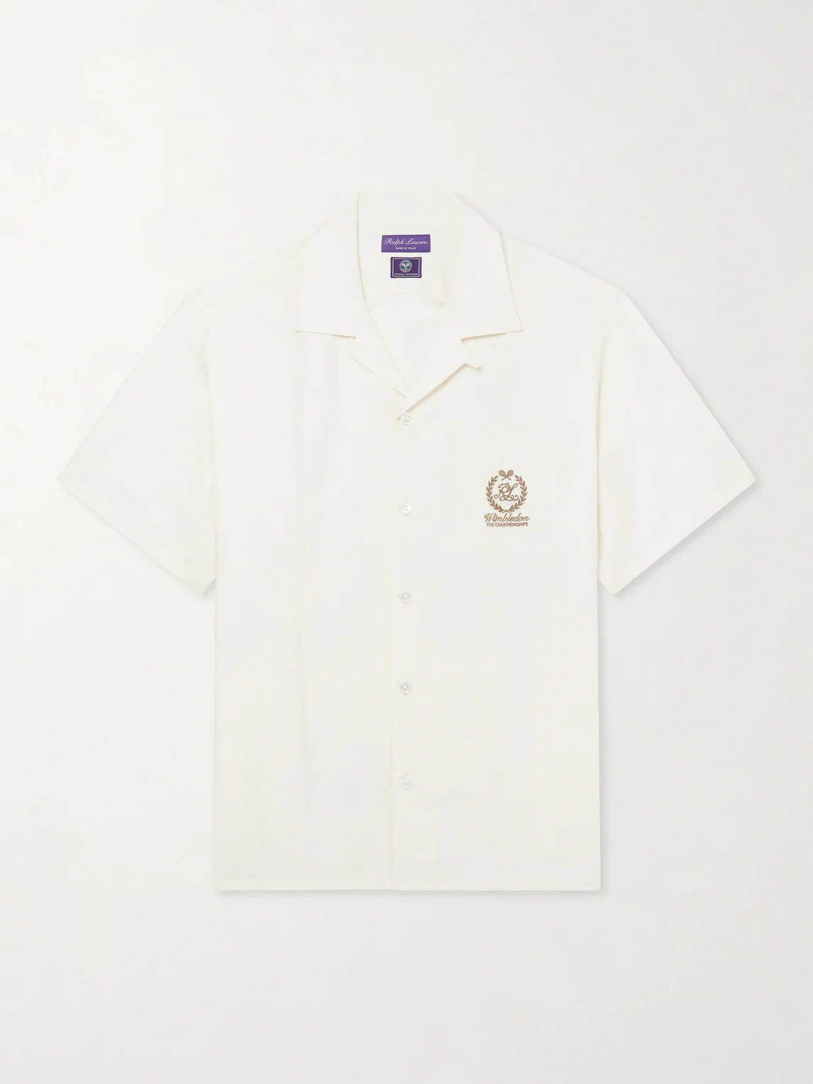 Wimbledon Camp-Collar Embroidered Silk and Linen-Blend Shirt - 1