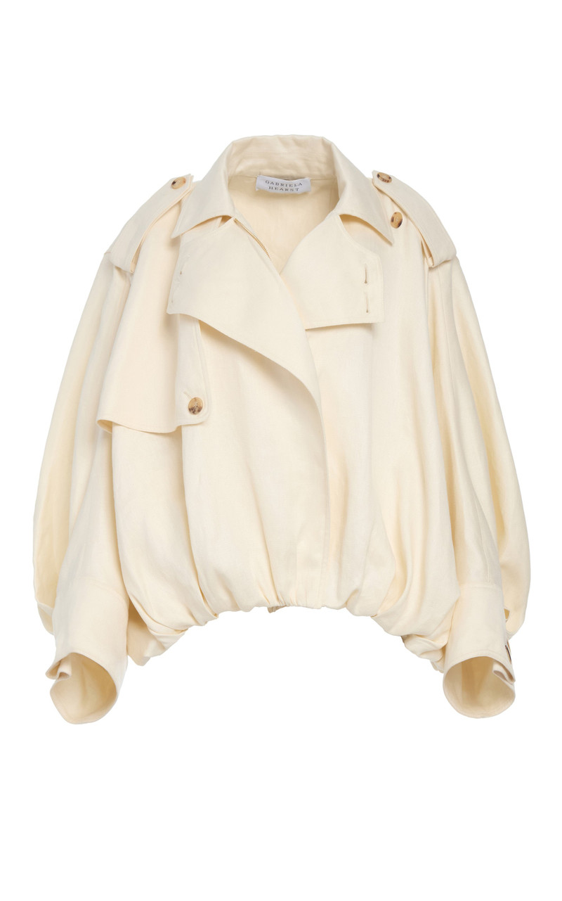 Hunt Oversized Trench Jacket in Ivory Textured Linen 1