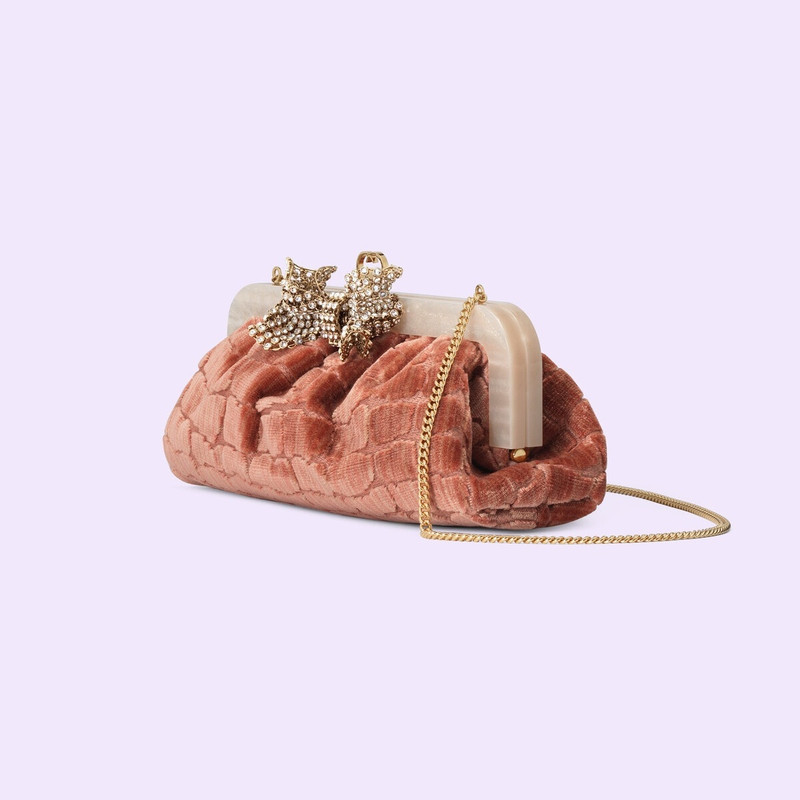 GUCCI Crocodile velvet jacquard handbag outlook