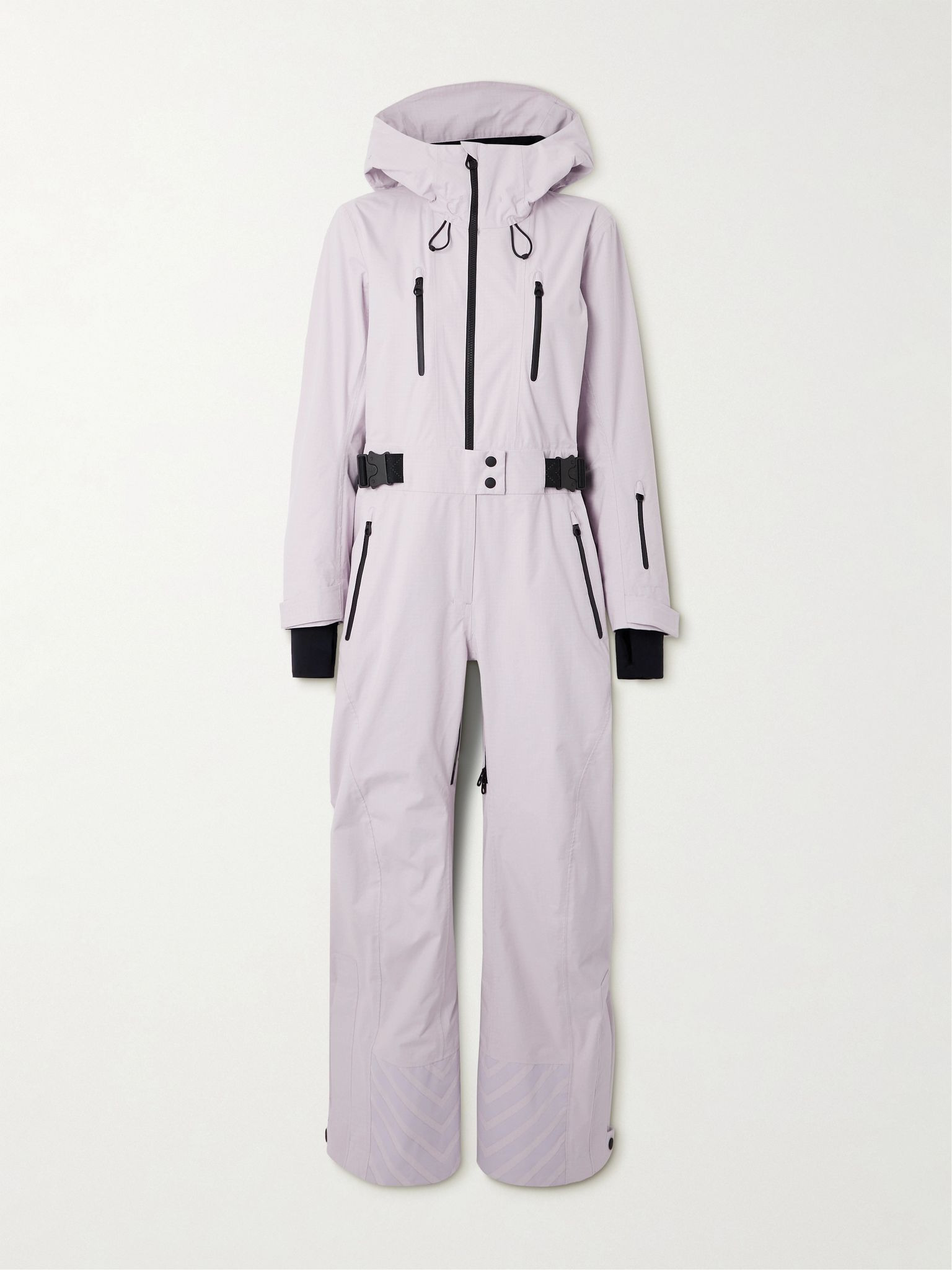 Belted cotton-blend ripstop hooded ski suit Lilac - 1