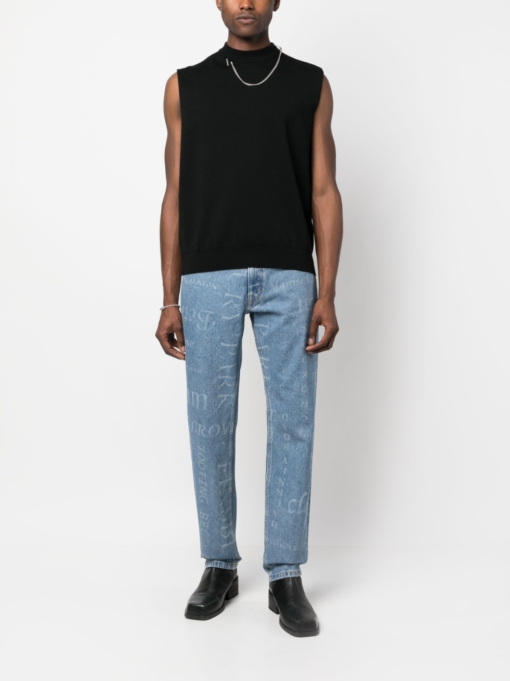 printed straight leg jeans - 2