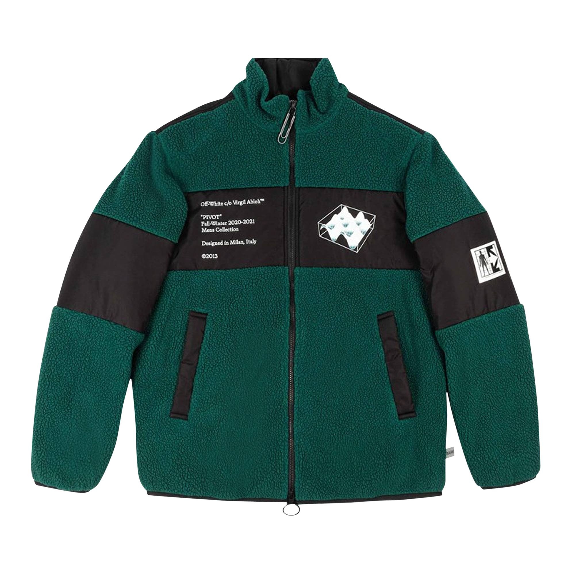 Off-White Polar Fleece Jacket 'Green/White' - 1