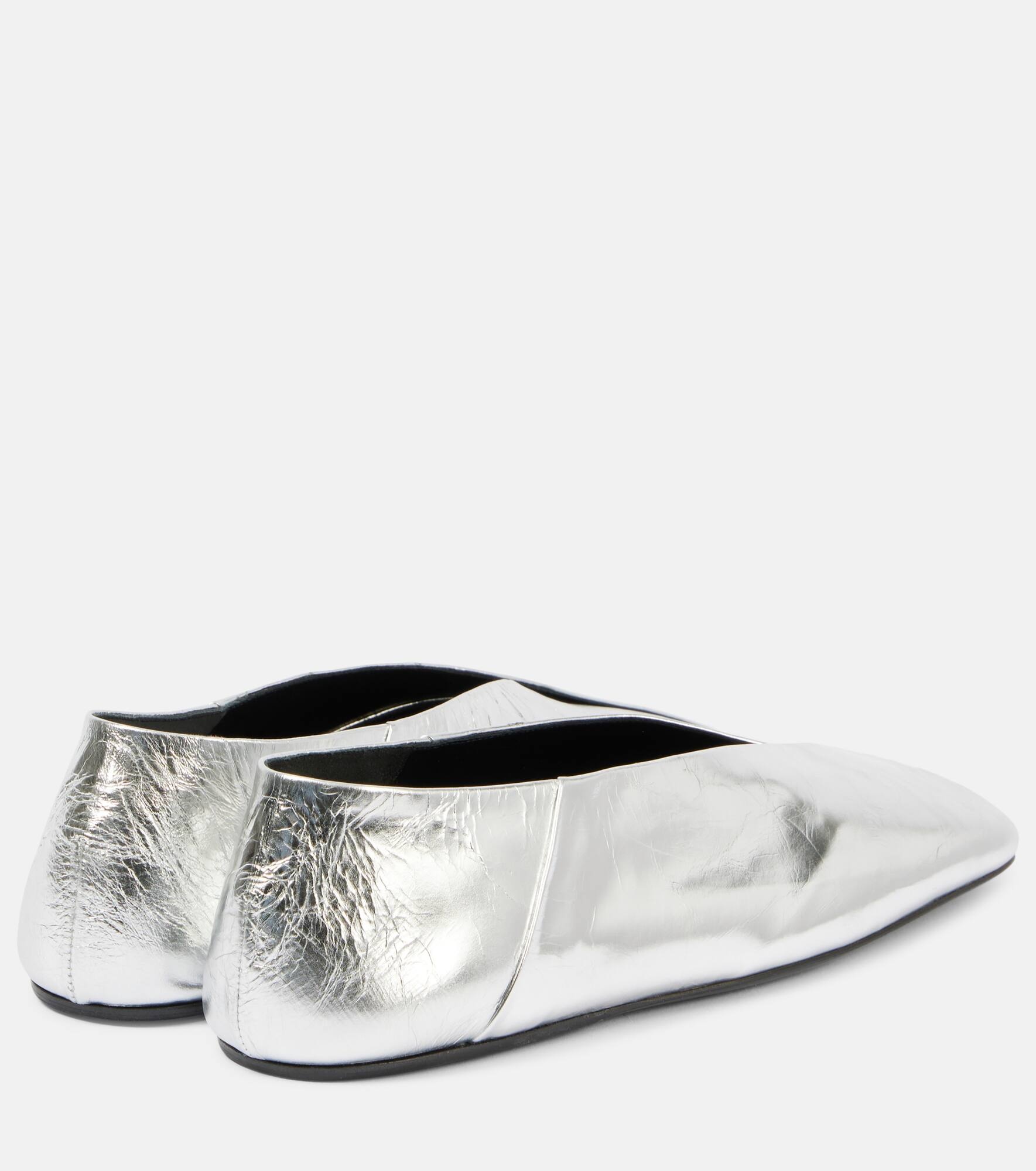 Metallic leather ballet flats - 3