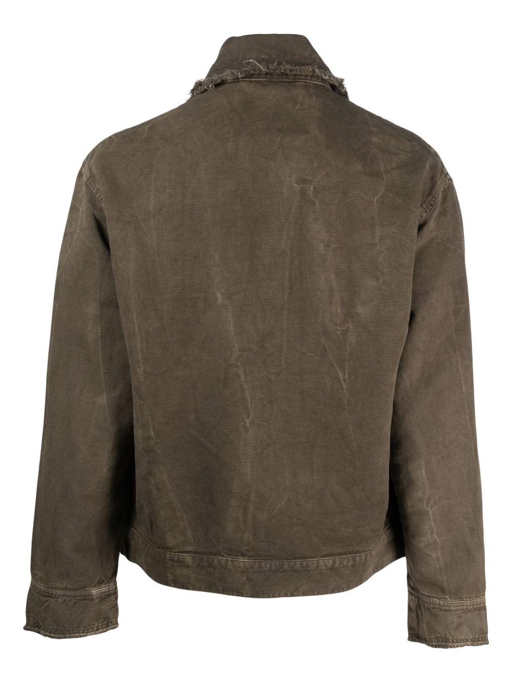 unfinished-effect zip-up jacket - 2