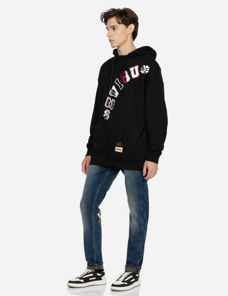 GODHEAD AND OIL BARREL-PATTERN DAICOCK PRINT CARROT FIT JEANS #2017 4