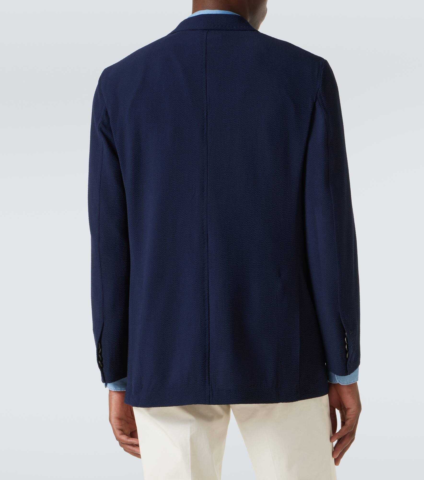 Striped single-breasted wool blazer - 4