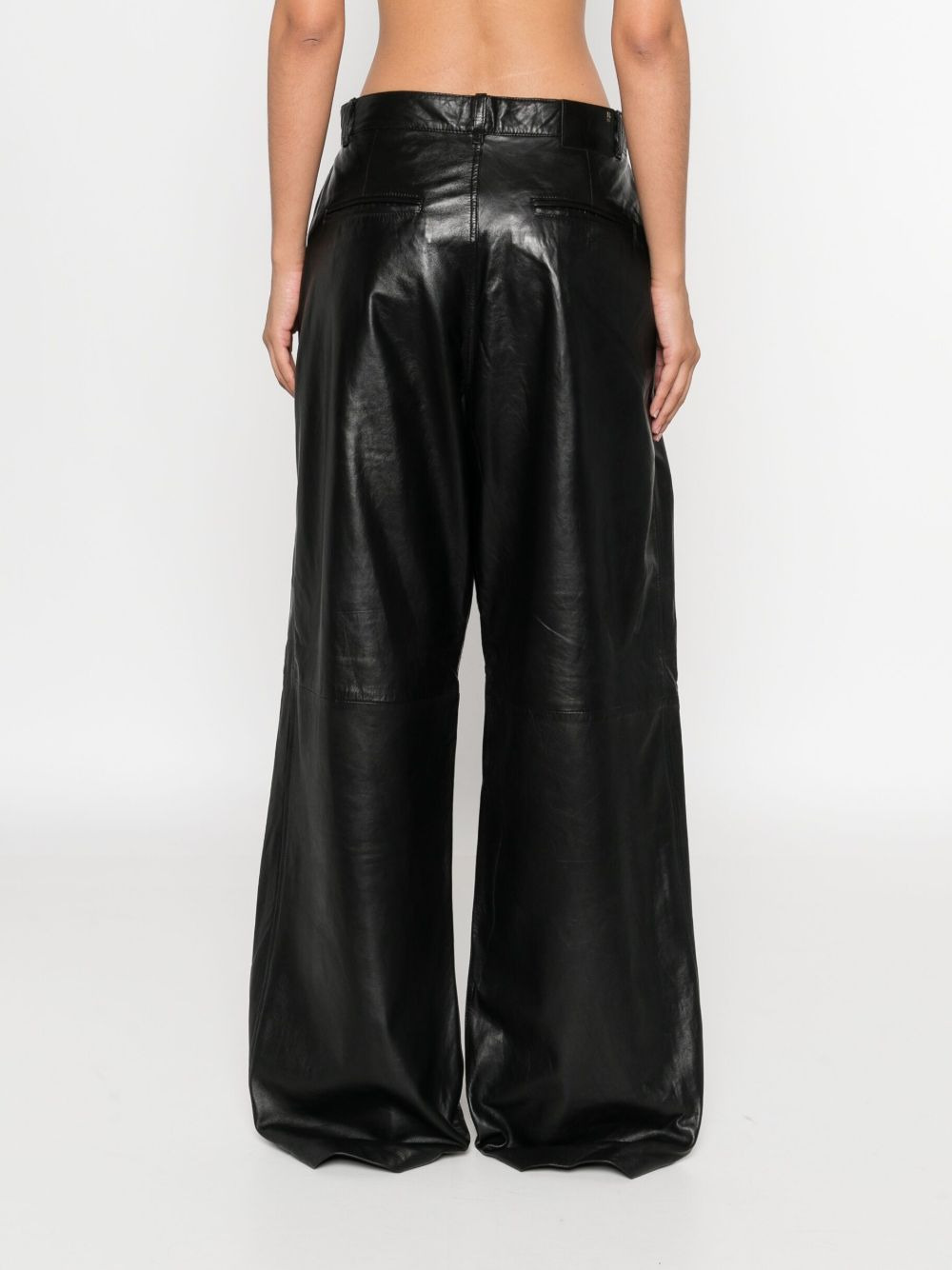 pleated leather trousers - 4