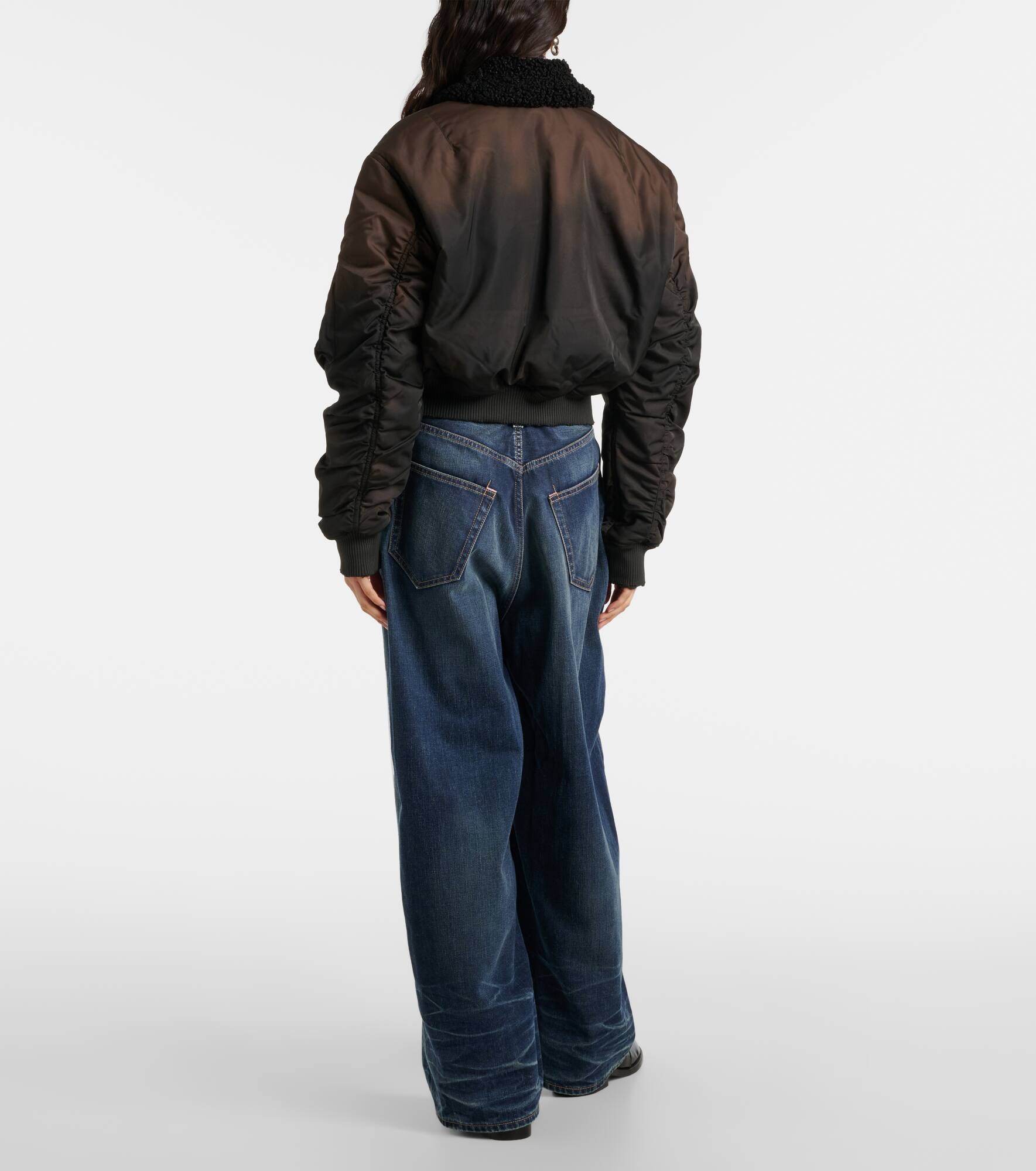 Cropped faux fur-trimmed bomber jacket - 3