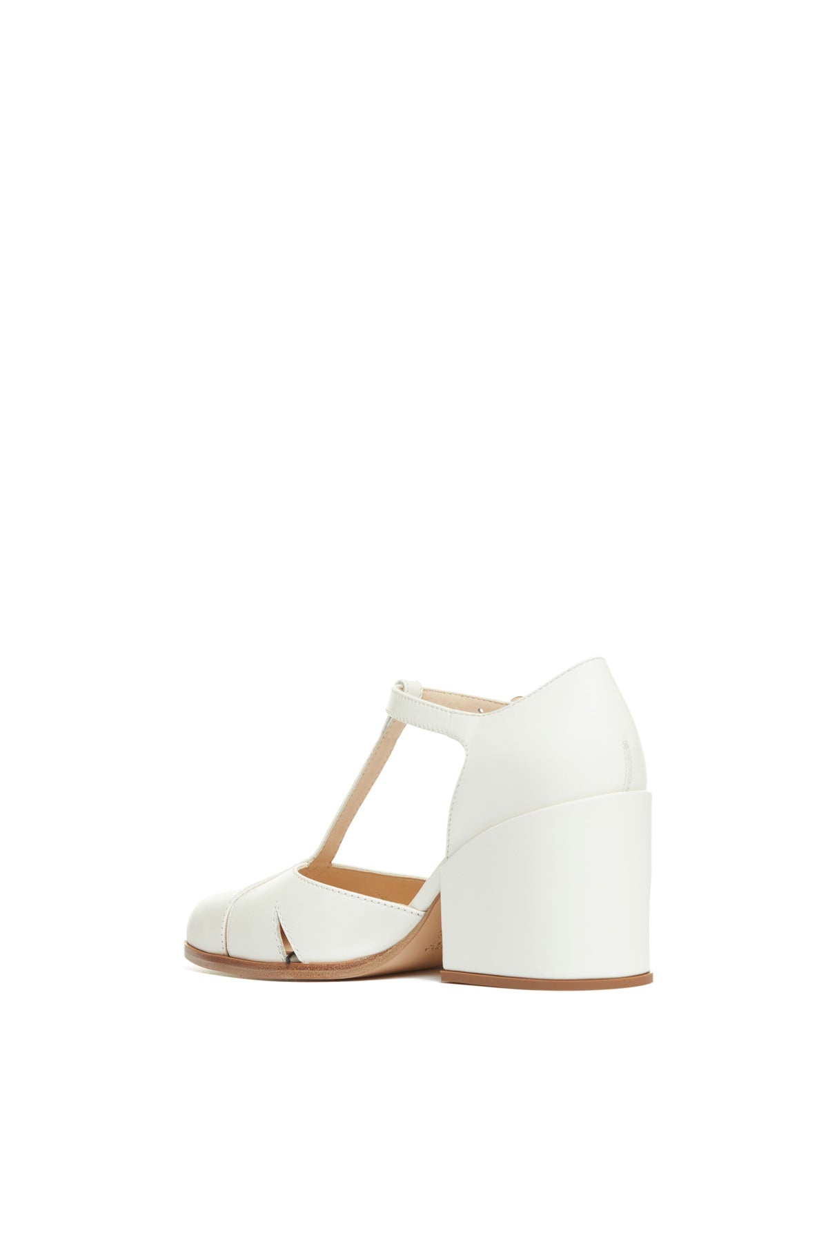 Hawes T-Strap Heel in Cream Leather - 3