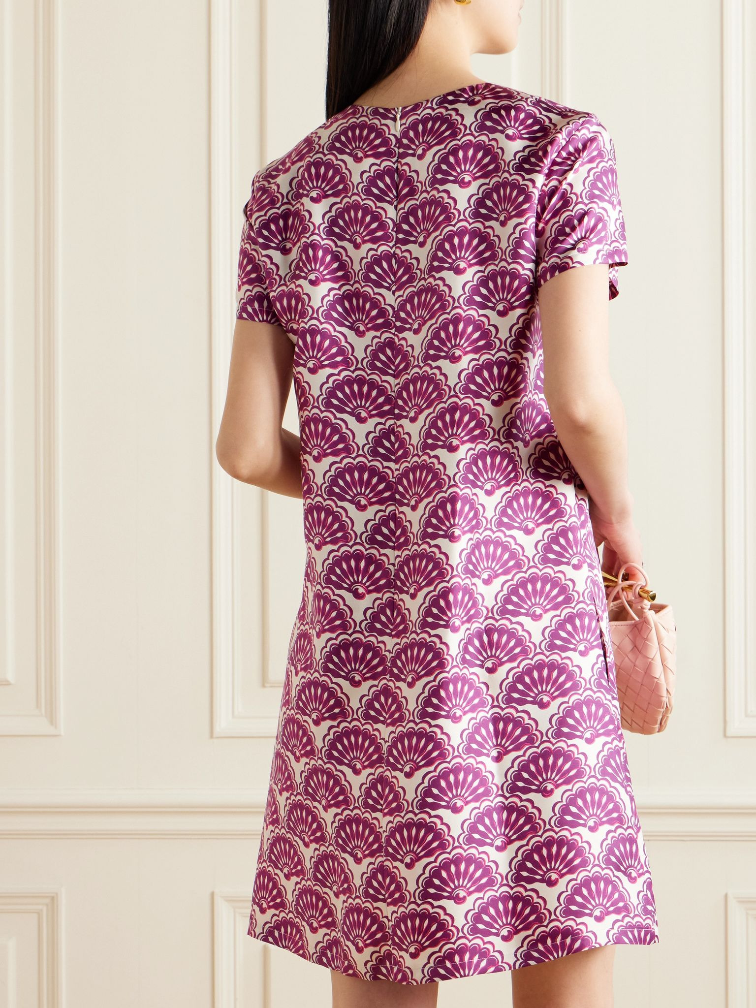 Printed silk-twill mini dress Red - 3
