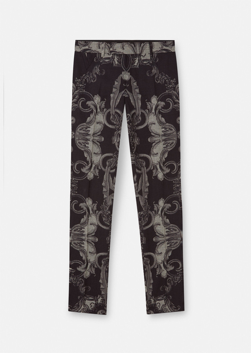 Silver Baroque Wool Trousers 1