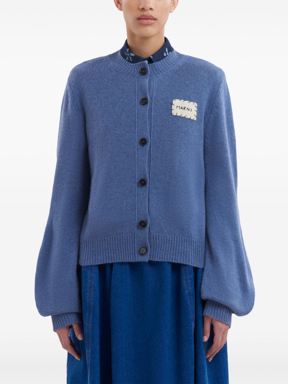 logo-patch cashmere cardigan - 3