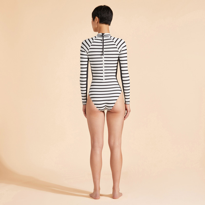 Women UV Protection One-Piece Rashguard Rayures 4