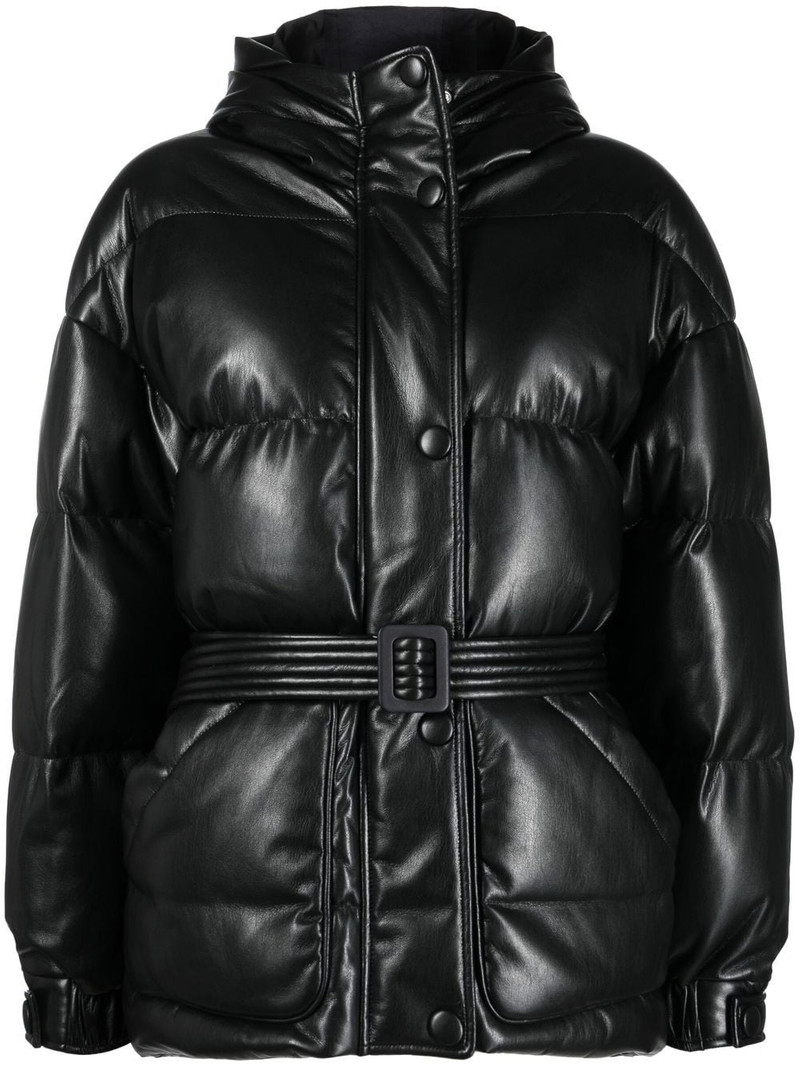 faux-leather zip-up padded jacket 1