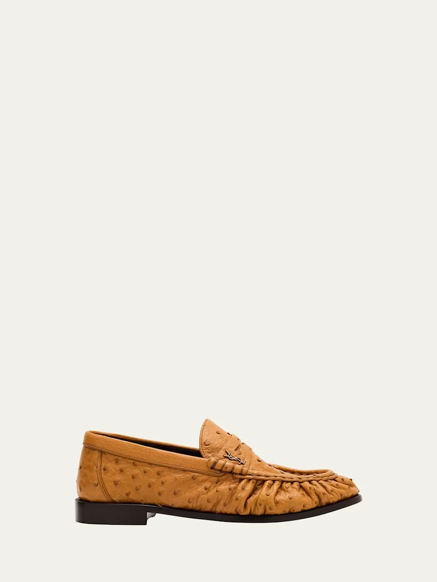 Le Ostrich Leather YSL Penny Loafers - 1