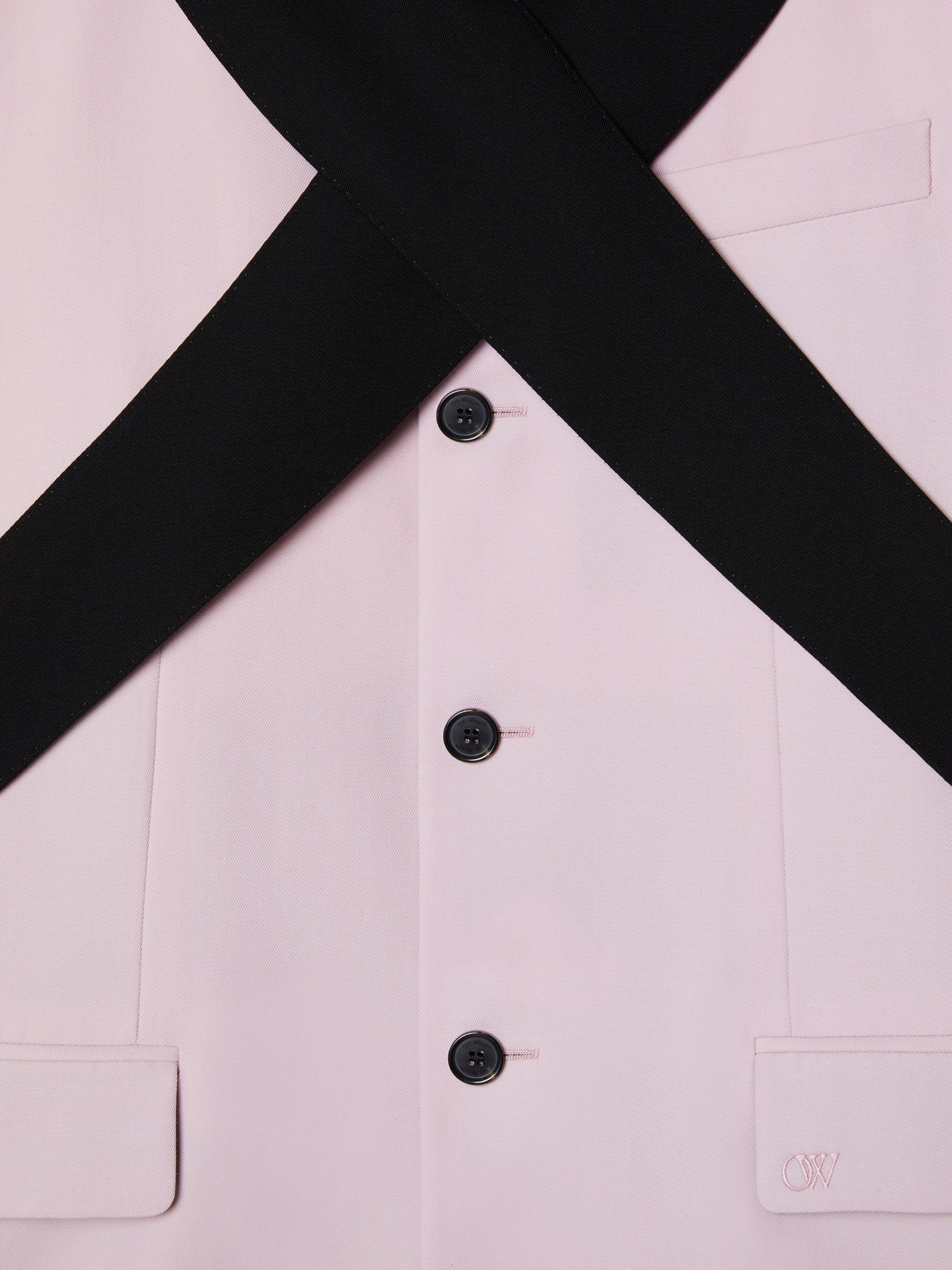 Pink/black Collar Wool Relaxed Blazer - 3