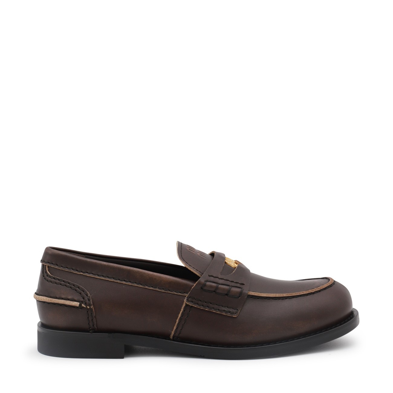 brown leather loafers - 1
