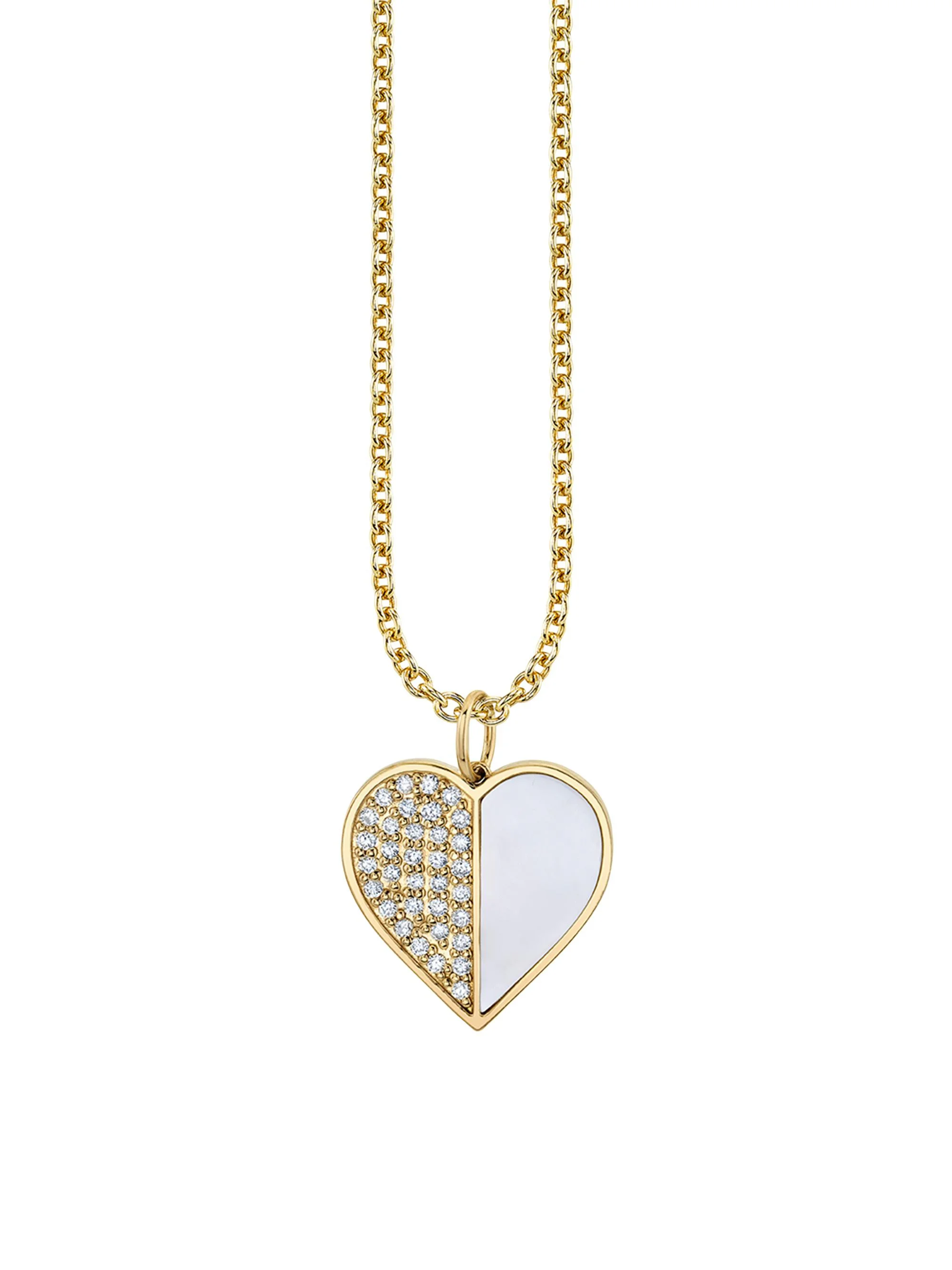 Women's Large Pavé Heart 14K Gold & Diamond Pendant Necklace - Gold - 1