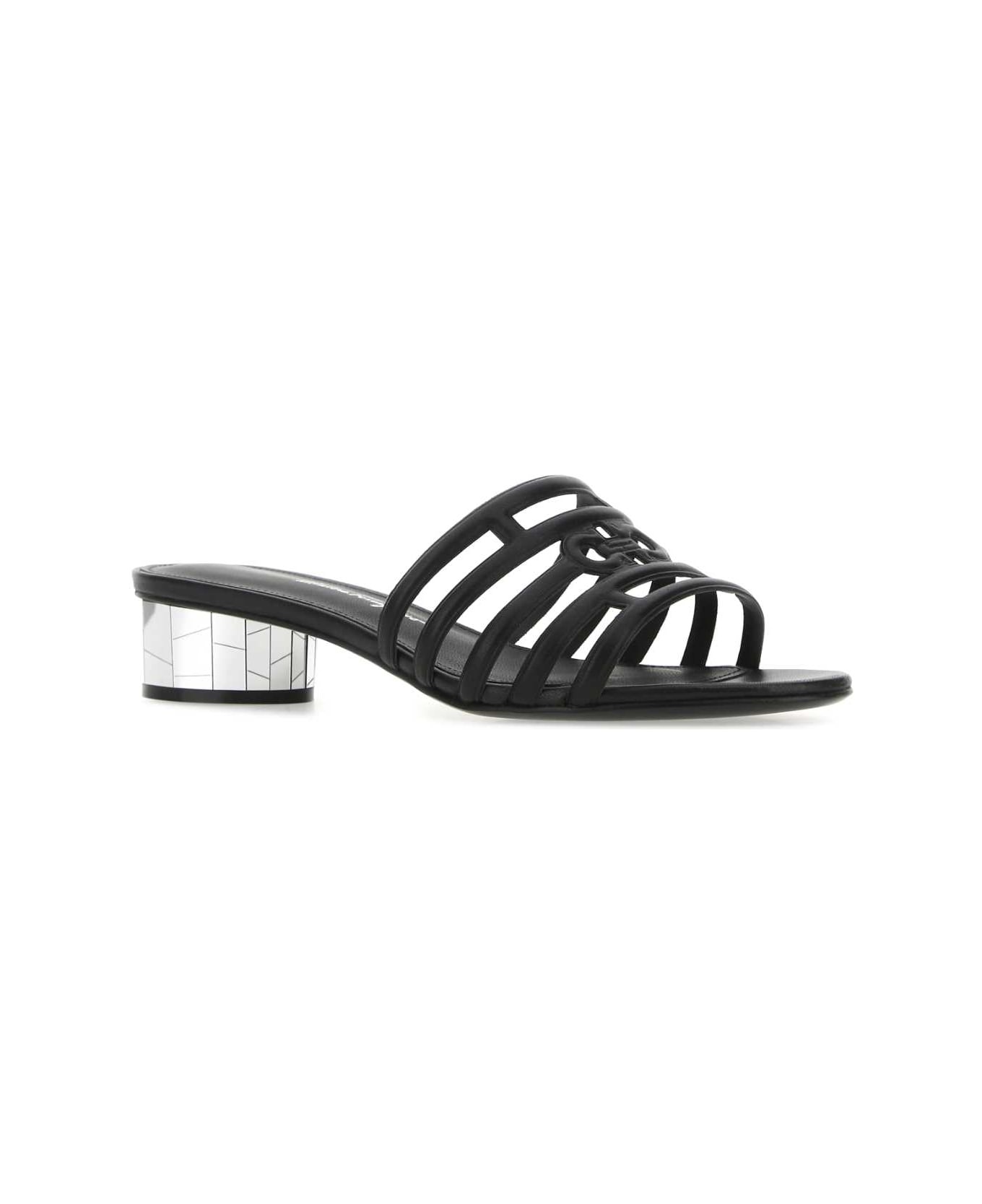 Black Nappa Leather Finn Mules - 2