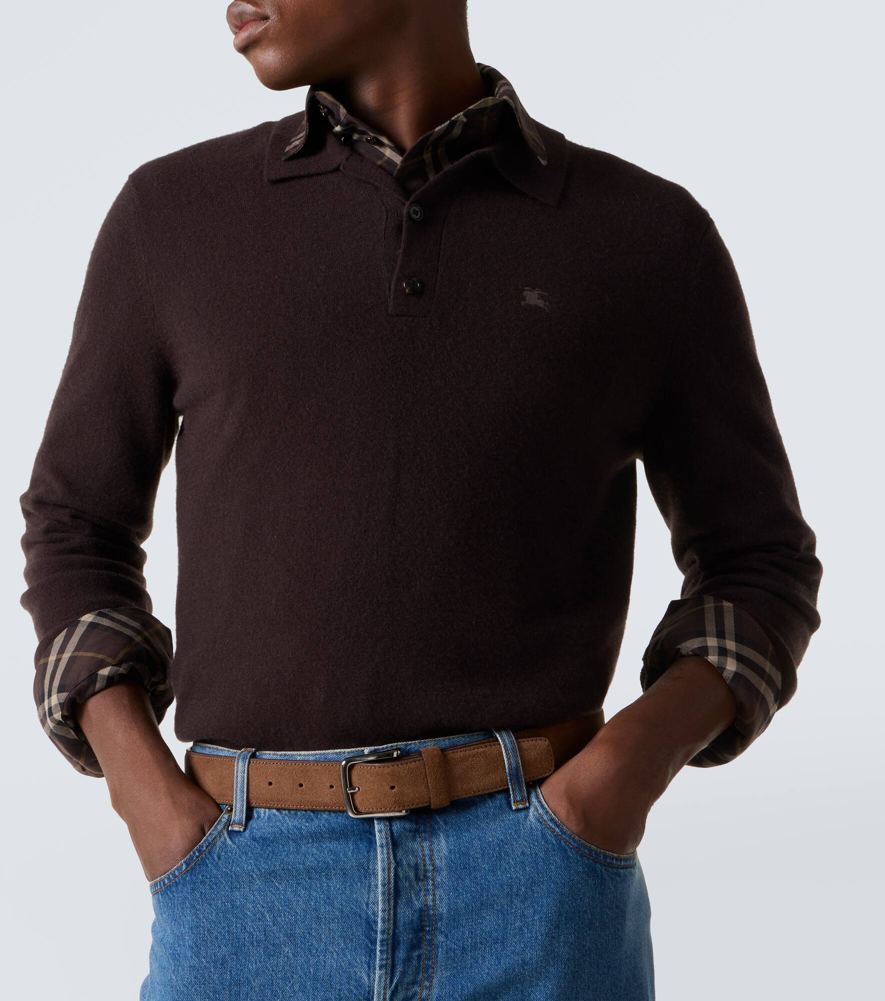 Cashmere-blend polo sweater - 5