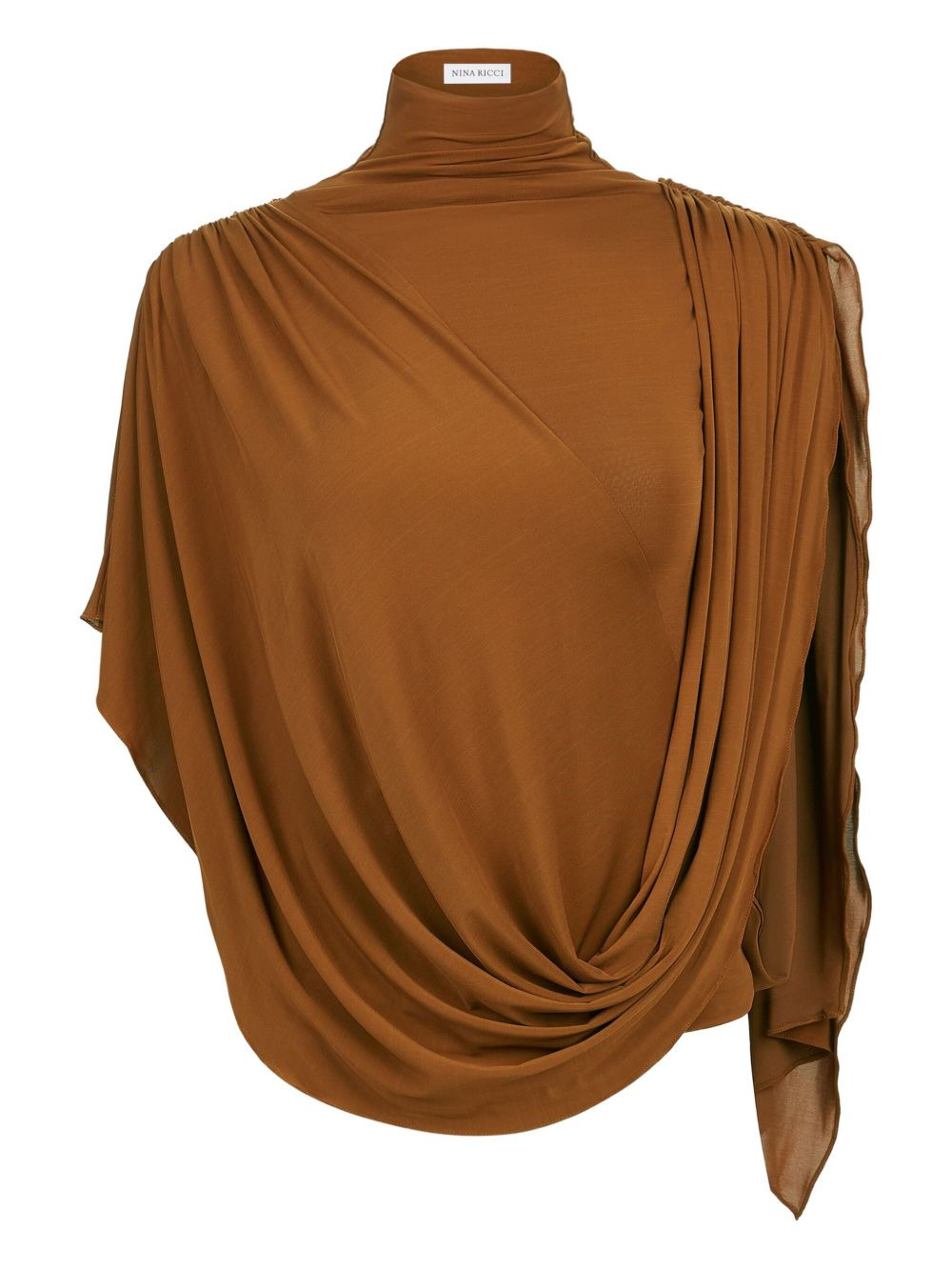high-neck draped top - 1