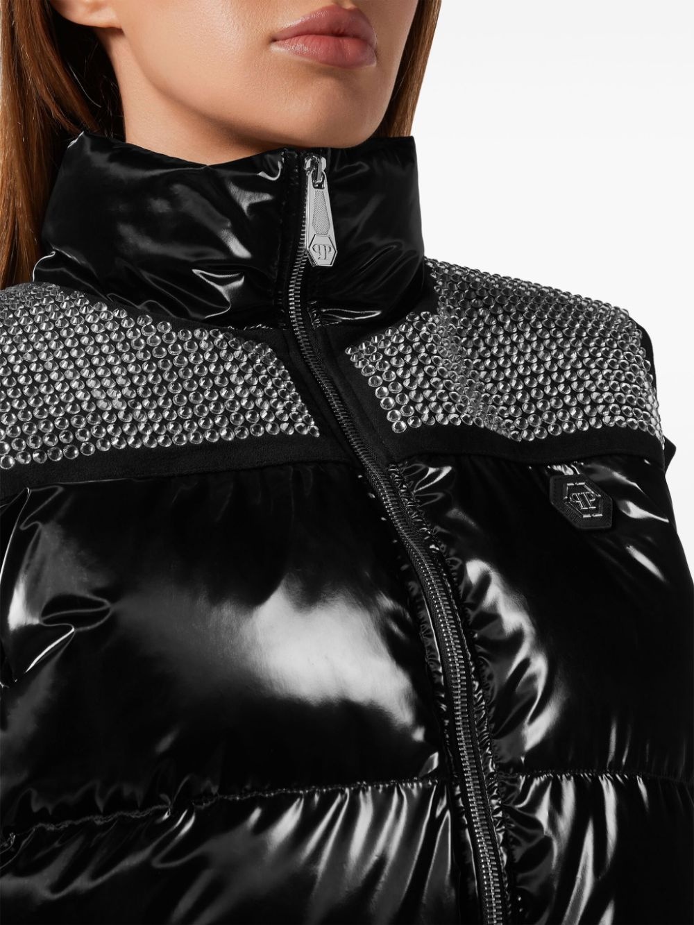crystal-embellished padded gilet - 4