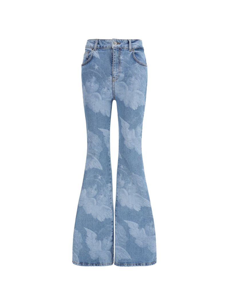 Angels-print flared jeans 1