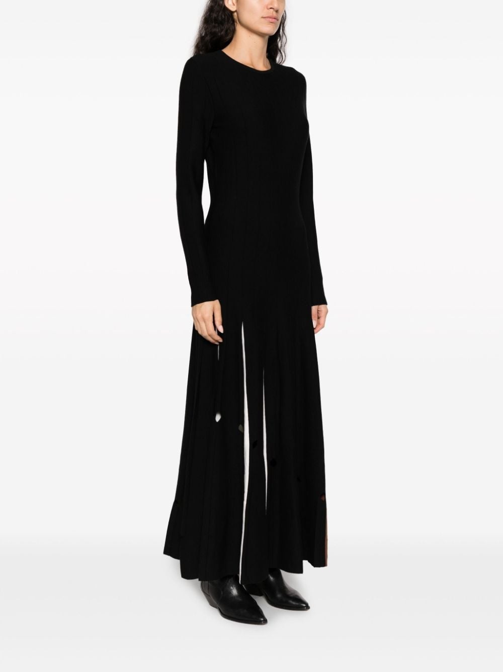 pleat-detailing wool dress - 3